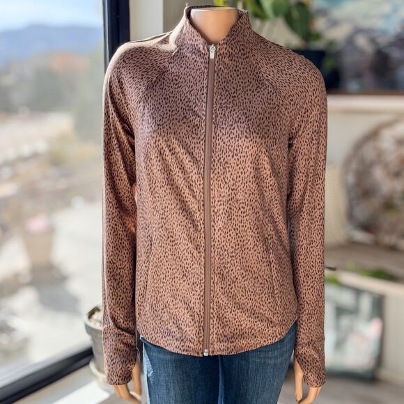 Athleta Jackets & Blazers - Athleta, Shanti Animal Beige Salutation Jacket, Women's Medium, Activewear